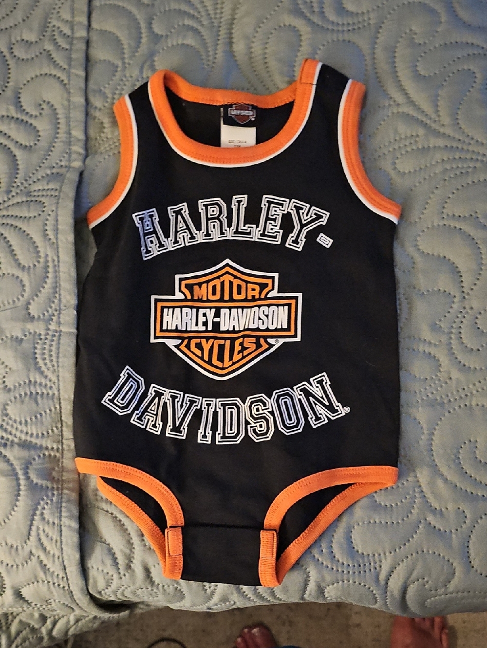 Harley-Davidson Black & Orange Infant Tank Bodysuit